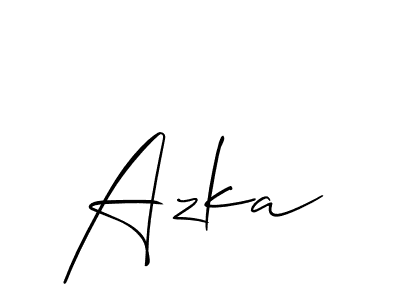 Create a beautiful signature design for name Azka. With this signature (Allison_Script) fonts, you can make a handwritten signature for free. Azka signature style 2 images and pictures png