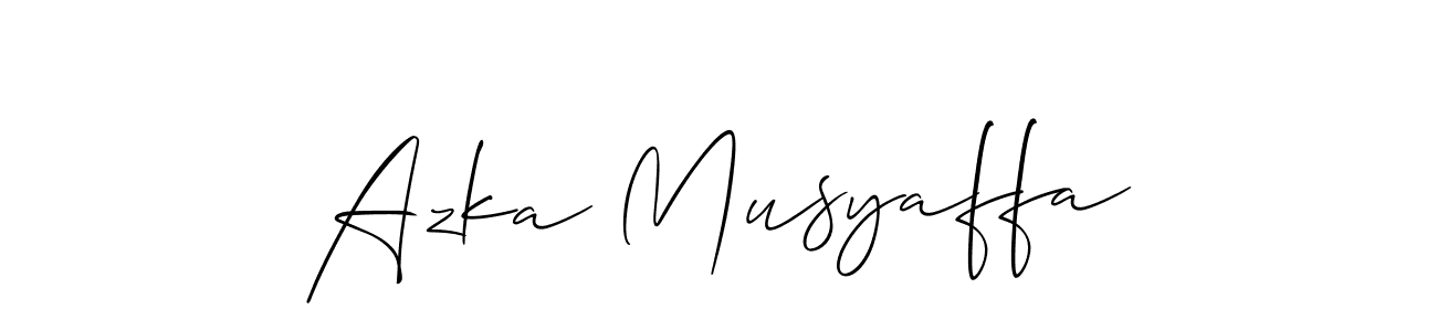 You should practise on your own different ways (Allison_Script) to write your name (Azka Musyaffa) in signature. don't let someone else do it for you. Azka Musyaffa signature style 2 images and pictures png