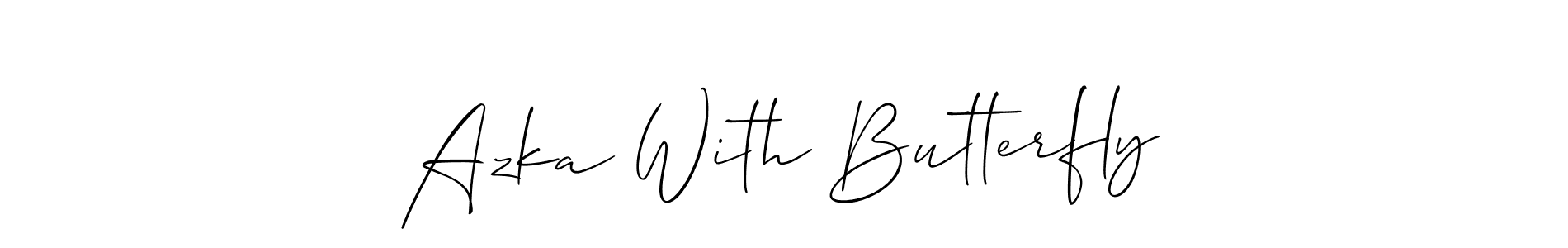 The best way (Allison_Script) to make a short signature is to pick only two or three words in your name. The name Azka With Butterfly include a total of six letters. For converting this name. Azka With Butterfly signature style 2 images and pictures png