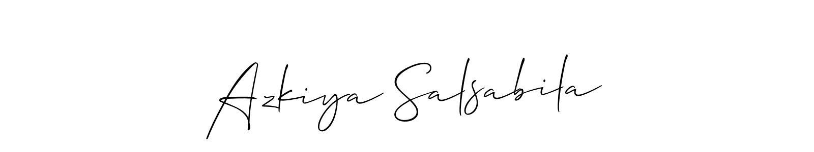 Design your own signature with our free online signature maker. With this signature software, you can create a handwritten (Allison_Script) signature for name Azkiya Salsabila. Azkiya Salsabila signature style 2 images and pictures png