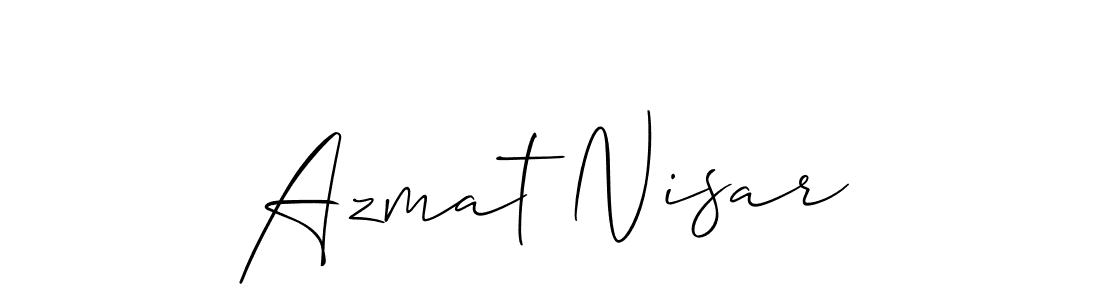 The best way (Allison_Script) to make a short signature is to pick only two or three words in your name. The name Azmat Nisar include a total of six letters. For converting this name. Azmat Nisar signature style 2 images and pictures png