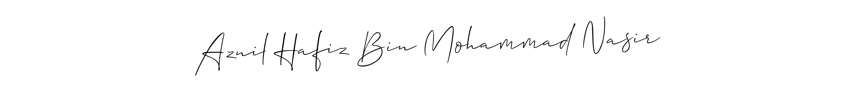 How to Draw Aznil Hafiz Bin Mohammad Nasir signature style? Allison_Script is a latest design signature styles for name Aznil Hafiz Bin Mohammad Nasir. Aznil Hafiz Bin Mohammad Nasir signature style 2 images and pictures png