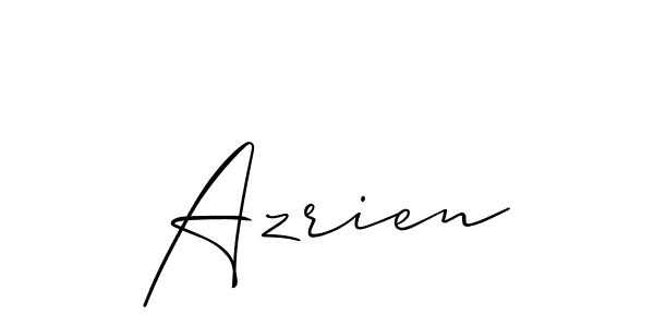 The best way (Allison_Script) to make a short signature is to pick only two or three words in your name. The name Azrien include a total of six letters. For converting this name. Azrien signature style 2 images and pictures png