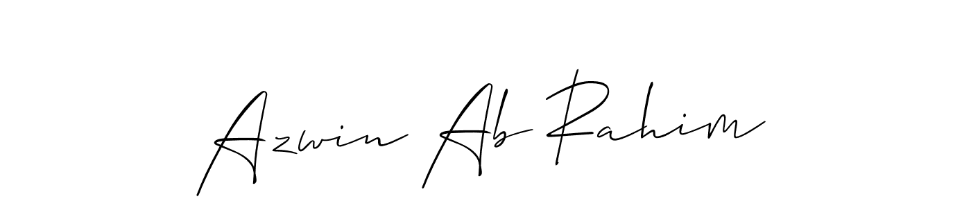 Allison_Script is a professional signature style that is perfect for those who want to add a touch of class to their signature. It is also a great choice for those who want to make their signature more unique. Get Azwin Ab Rahim name to fancy signature for free. Azwin Ab Rahim signature style 2 images and pictures png