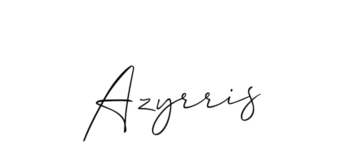 Use a signature maker to create a handwritten signature online. With this signature software, you can design (Allison_Script) your own signature for name Azyrris. Azyrris signature style 2 images and pictures png