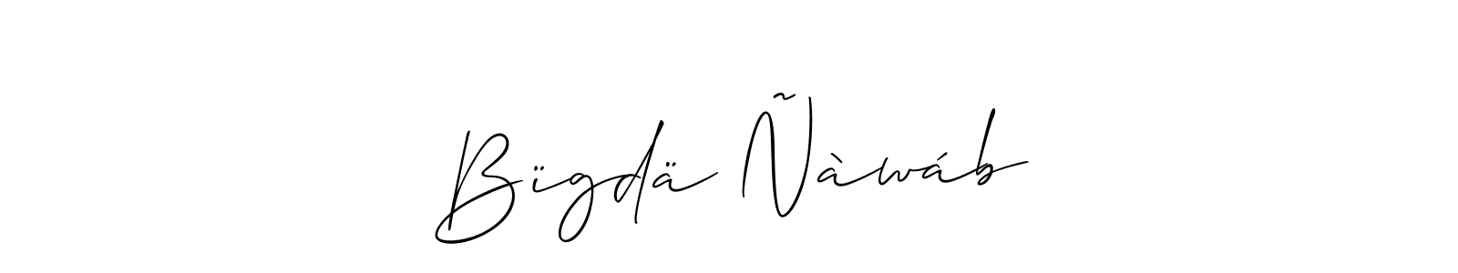 The best way (Allison_Script) to make a short signature is to pick only two or three words in your name. The name Bïgdä Ñàwáb include a total of six letters. For converting this name. Bïgdä Ñàwáb signature style 2 images and pictures png