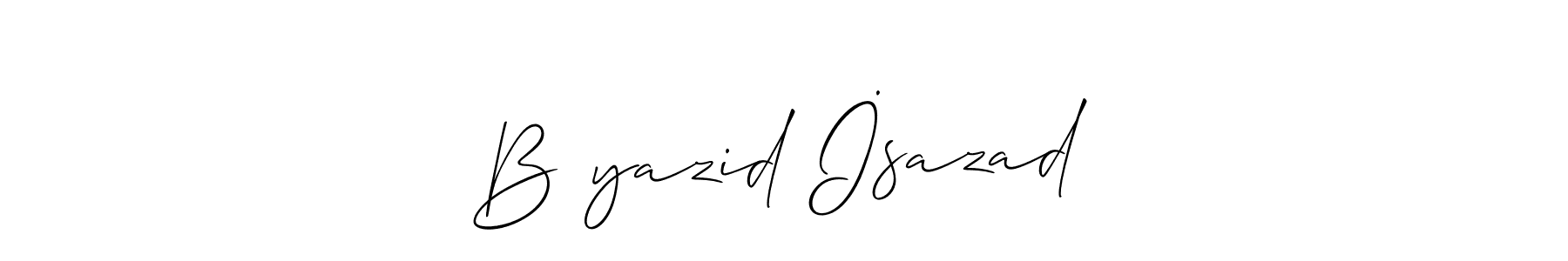 The best way (Allison_Script) to make a short signature is to pick only two or three words in your name. The name Bəyazid İsazadə include a total of six letters. For converting this name. Bəyazid İsazadə signature style 2 images and pictures png