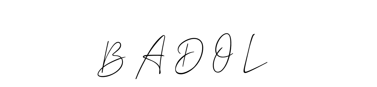 How to make B A D O L ツ name signature. Use Allison_Script style for creating short signs online. This is the latest handwritten sign. B A D O L ツ signature style 2 images and pictures png
