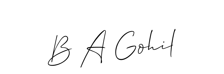 Create a beautiful signature design for name B A Gohil. With this signature (Allison_Script) fonts, you can make a handwritten signature for free. B A Gohil signature style 2 images and pictures png