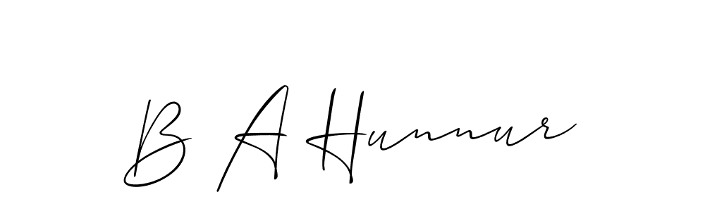 Create a beautiful signature design for name B A Hunnur. With this signature (Allison_Script) fonts, you can make a handwritten signature for free. B A Hunnur signature style 2 images and pictures png