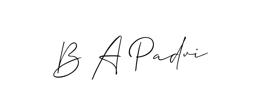 Also You can easily find your signature by using the search form. We will create B A Padvi name handwritten signature images for you free of cost using Allison_Script sign style. B A Padvi signature style 2 images and pictures png