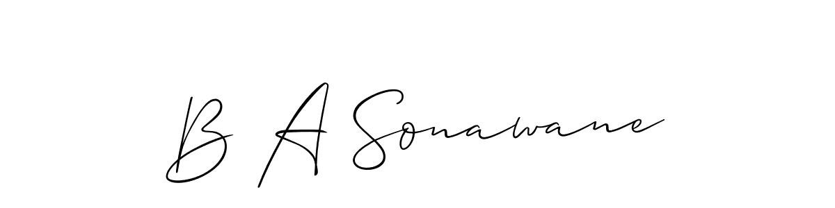 Design your own signature with our free online signature maker. With this signature software, you can create a handwritten (Allison_Script) signature for name B A Sonawane. B A Sonawane signature style 2 images and pictures png