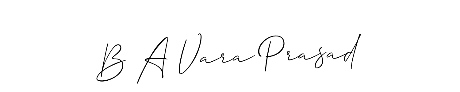 Make a short B A Vara Prasad signature style. Manage your documents anywhere anytime using Allison_Script. Create and add eSignatures, submit forms, share and send files easily. B A Vara Prasad signature style 2 images and pictures png