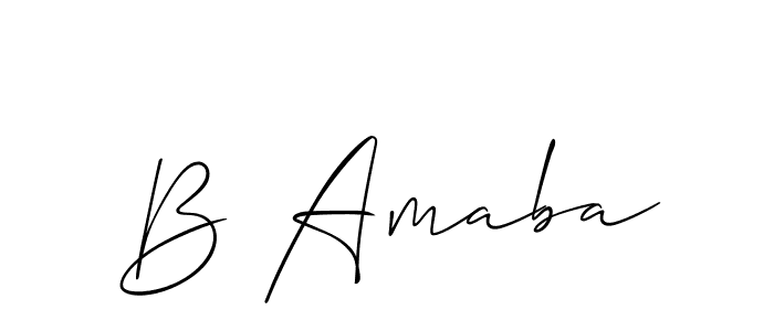 The best way (Allison_Script) to make a short signature is to pick only two or three words in your name. The name B Amaba include a total of six letters. For converting this name. B Amaba signature style 2 images and pictures png