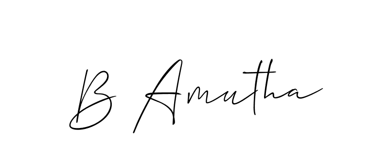 Design your own signature with our free online signature maker. With this signature software, you can create a handwritten (Allison_Script) signature for name B Amutha. B Amutha signature style 2 images and pictures png