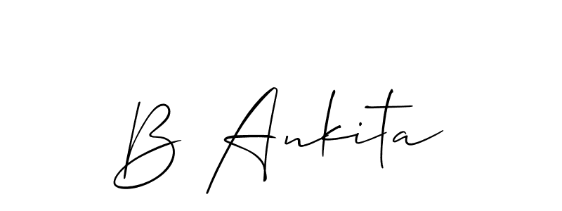 The best way (Allison_Script) to make a short signature is to pick only two or three words in your name. The name B Ankita include a total of six letters. For converting this name. B Ankita signature style 2 images and pictures png