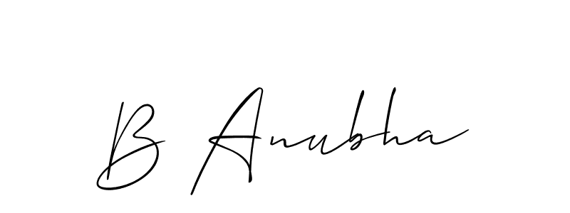 You can use this online signature creator to create a handwritten signature for the name B Anubha. This is the best online autograph maker. B Anubha signature style 2 images and pictures png