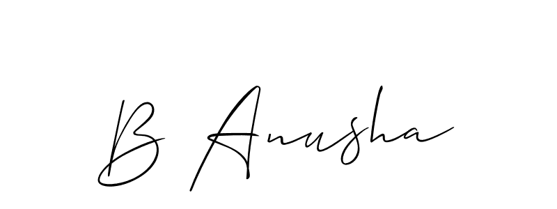 Also we have B Anusha name is the best signature style. Create professional handwritten signature collection using Allison_Script autograph style. B Anusha signature style 2 images and pictures png