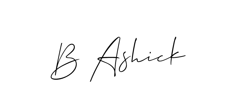 if you are searching for the best signature style for your name B Ashick. so please give up your signature search. here we have designed multiple signature styles  using Allison_Script. B Ashick signature style 2 images and pictures png