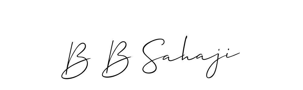 Allison_Script is a professional signature style that is perfect for those who want to add a touch of class to their signature. It is also a great choice for those who want to make their signature more unique. Get B B Sahaji name to fancy signature for free. B B Sahaji signature style 2 images and pictures png
