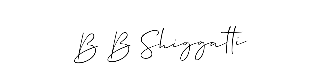 The best way (Allison_Script) to make a short signature is to pick only two or three words in your name. The name B B Shiggatti include a total of six letters. For converting this name. B B Shiggatti signature style 2 images and pictures png