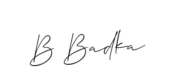 How to make B Badka name signature. Use Allison_Script style for creating short signs online. This is the latest handwritten sign. B Badka signature style 2 images and pictures png