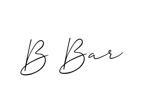 The best way (Allison_Script) to make a short signature is to pick only two or three words in your name. The name B Bar include a total of six letters. For converting this name. B Bar signature style 2 images and pictures png