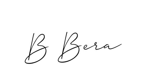 The best way (Allison_Script) to make a short signature is to pick only two or three words in your name. The name B Bera include a total of six letters. For converting this name. B Bera signature style 2 images and pictures png