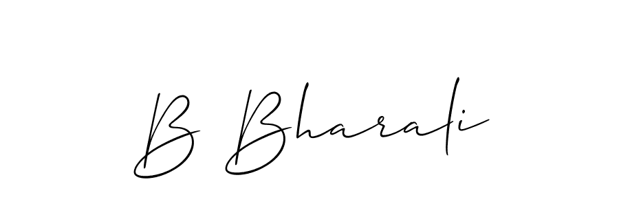 if you are searching for the best signature style for your name B Bharali. so please give up your signature search. here we have designed multiple signature styles  using Allison_Script. B Bharali signature style 2 images and pictures png