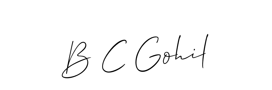 Also You can easily find your signature by using the search form. We will create B C Gohil name handwritten signature images for you free of cost using Allison_Script sign style. B C Gohil signature style 2 images and pictures png