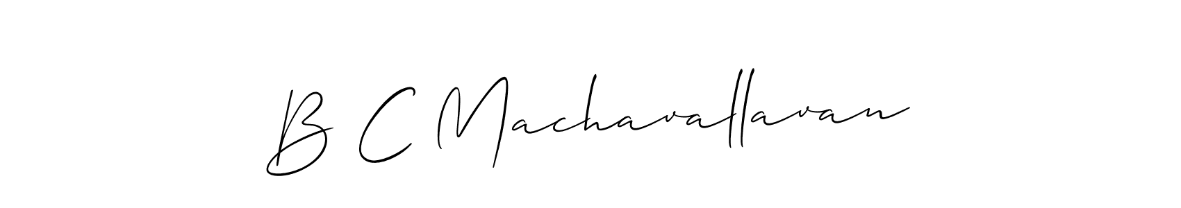 It looks lik you need a new signature style for name B C Machavallavan. Design unique handwritten (Allison_Script) signature with our free signature maker in just a few clicks. B C Machavallavan signature style 2 images and pictures png