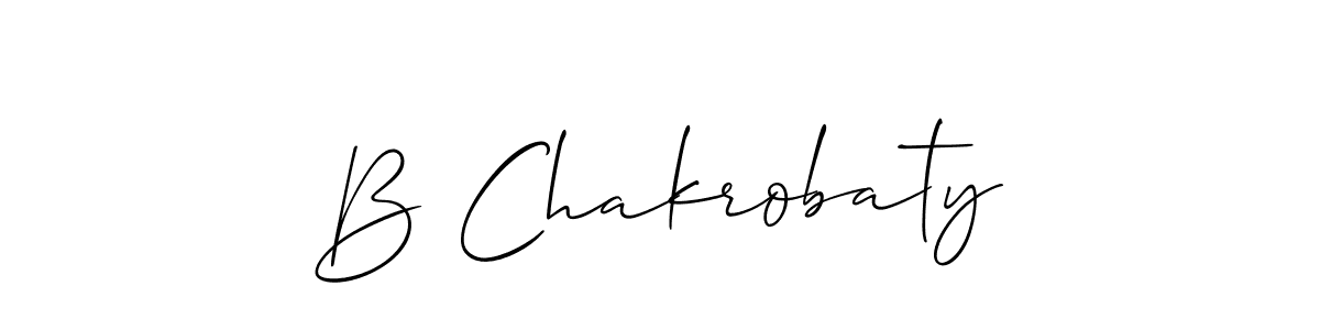 Use a signature maker to create a handwritten signature online. With this signature software, you can design (Allison_Script) your own signature for name B Chakrobaty. B Chakrobaty signature style 2 images and pictures png