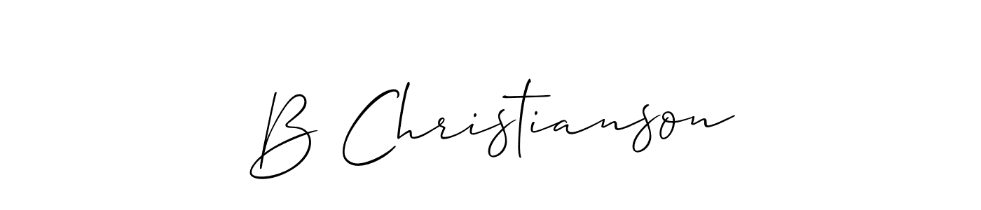 The best way (Allison_Script) to make a short signature is to pick only two or three words in your name. The name B Christianson include a total of six letters. For converting this name. B Christianson signature style 2 images and pictures png