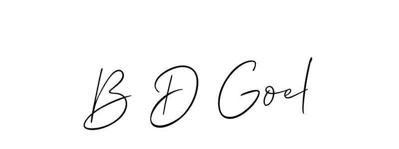 Also You can easily find your signature by using the search form. We will create B D Goel name handwritten signature images for you free of cost using Allison_Script sign style. B D Goel signature style 2 images and pictures png