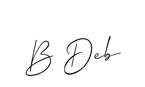 Design your own signature with our free online signature maker. With this signature software, you can create a handwritten (Allison_Script) signature for name B Deb. B Deb signature style 2 images and pictures png