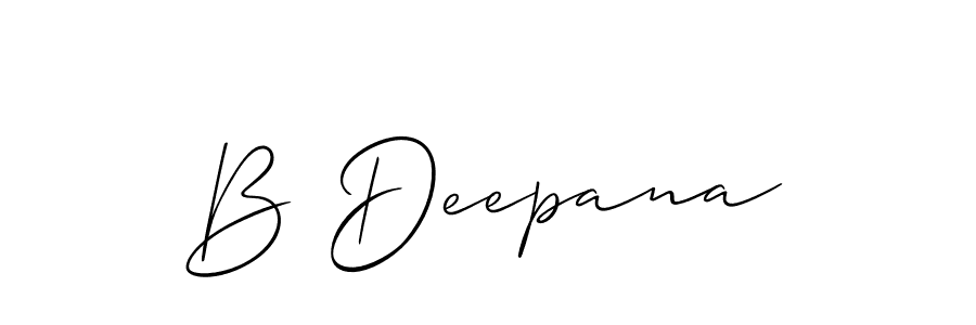 Design your own signature with our free online signature maker. With this signature software, you can create a handwritten (Allison_Script) signature for name B Deepana. B Deepana signature style 2 images and pictures png