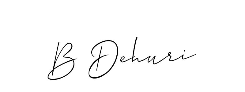 Use a signature maker to create a handwritten signature online. With this signature software, you can design (Allison_Script) your own signature for name B Dehuri. B Dehuri signature style 2 images and pictures png