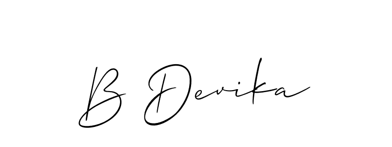Make a short B Devika signature style. Manage your documents anywhere anytime using Allison_Script. Create and add eSignatures, submit forms, share and send files easily. B Devika signature style 2 images and pictures png