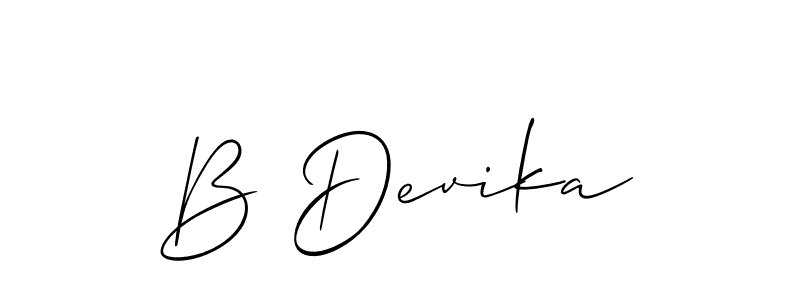 Also You can easily find your signature by using the search form. We will create B Devika name handwritten signature images for you free of cost using Allison_Script sign style. B Devika signature style 2 images and pictures png