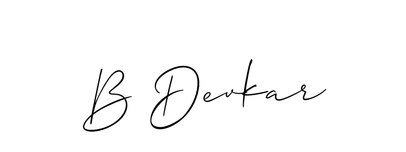 It looks lik you need a new signature style for name B Devkar. Design unique handwritten (Allison_Script) signature with our free signature maker in just a few clicks. B Devkar signature style 2 images and pictures png