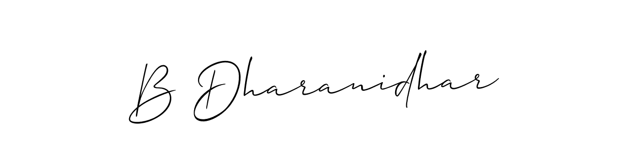 You should practise on your own different ways (Allison_Script) to write your name (B Dharanidhar) in signature. don't let someone else do it for you. B Dharanidhar signature style 2 images and pictures png
