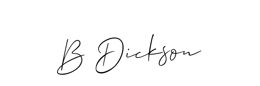 How to make B Dickson signature? Allison_Script is a professional autograph style. Create handwritten signature for B Dickson name. B Dickson signature style 2 images and pictures png