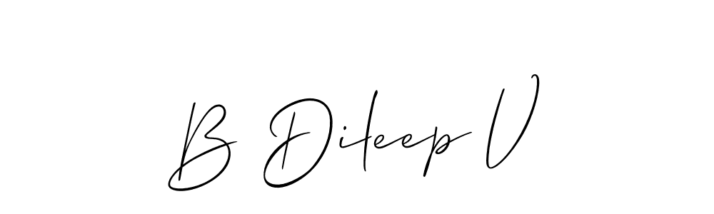 if you are searching for the best signature style for your name B Dileep V. so please give up your signature search. here we have designed multiple signature styles  using Allison_Script. B Dileep V signature style 2 images and pictures png