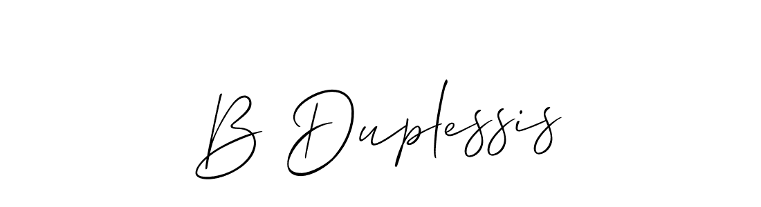 It looks lik you need a new signature style for name B Duplessis. Design unique handwritten (Allison_Script) signature with our free signature maker in just a few clicks. B Duplessis signature style 2 images and pictures png