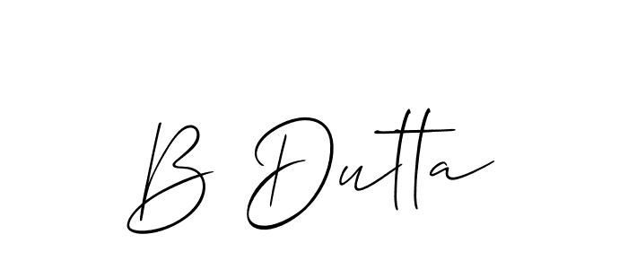 The best way (Allison_Script) to make a short signature is to pick only two or three words in your name. The name B Dutta include a total of six letters. For converting this name. B Dutta signature style 2 images and pictures png