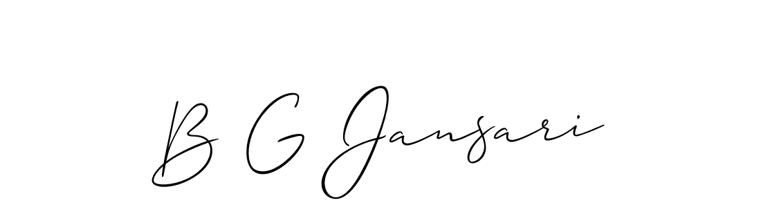 Make a beautiful signature design for name B G Jansari. With this signature (Allison_Script) style, you can create a handwritten signature for free. B G Jansari signature style 2 images and pictures png