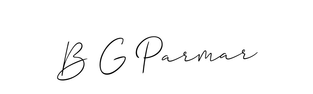How to make B G Parmar signature? Allison_Script is a professional autograph style. Create handwritten signature for B G Parmar name. B G Parmar signature style 2 images and pictures png
