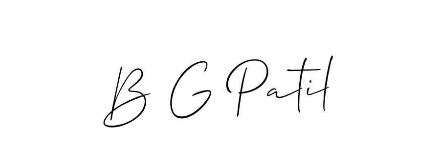 Also You can easily find your signature by using the search form. We will create B G Patil name handwritten signature images for you free of cost using Allison_Script sign style. B G Patil signature style 2 images and pictures png