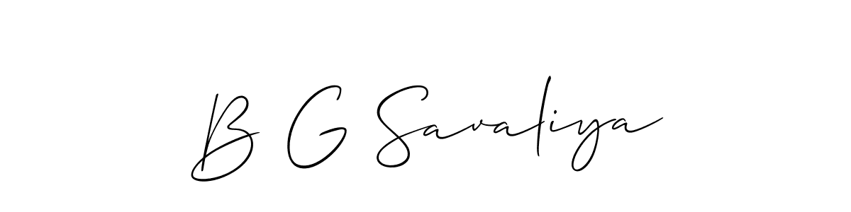 Also You can easily find your signature by using the search form. We will create B G Savaliya name handwritten signature images for you free of cost using Allison_Script sign style. B G Savaliya signature style 2 images and pictures png