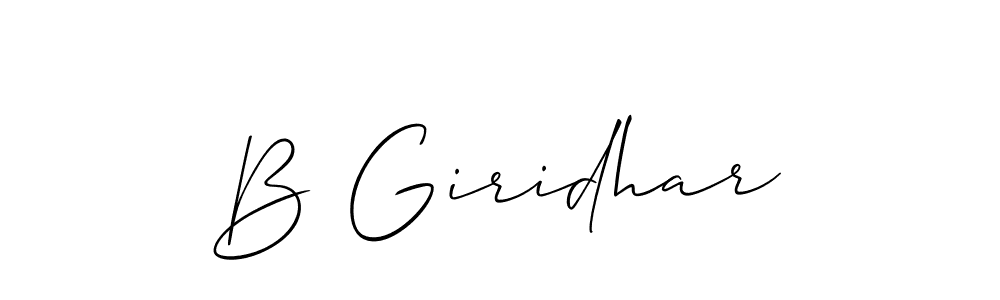 Create a beautiful signature design for name B Giridhar. With this signature (Allison_Script) fonts, you can make a handwritten signature for free. B Giridhar signature style 2 images and pictures png